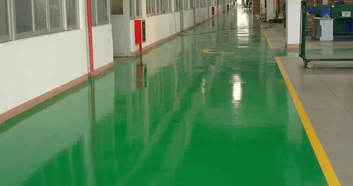 A factory floor professionally covered and marked with epoxy flooring in Madison, WI